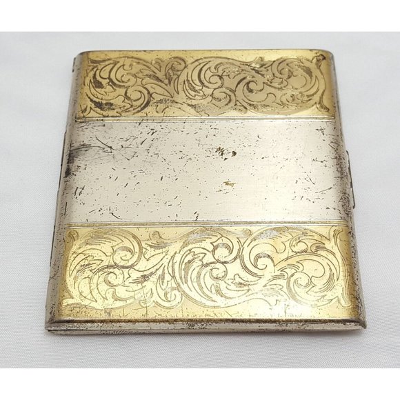 Vintage Sterling Silver Gold Plated Elgin America Cigarette & Card Holder Box